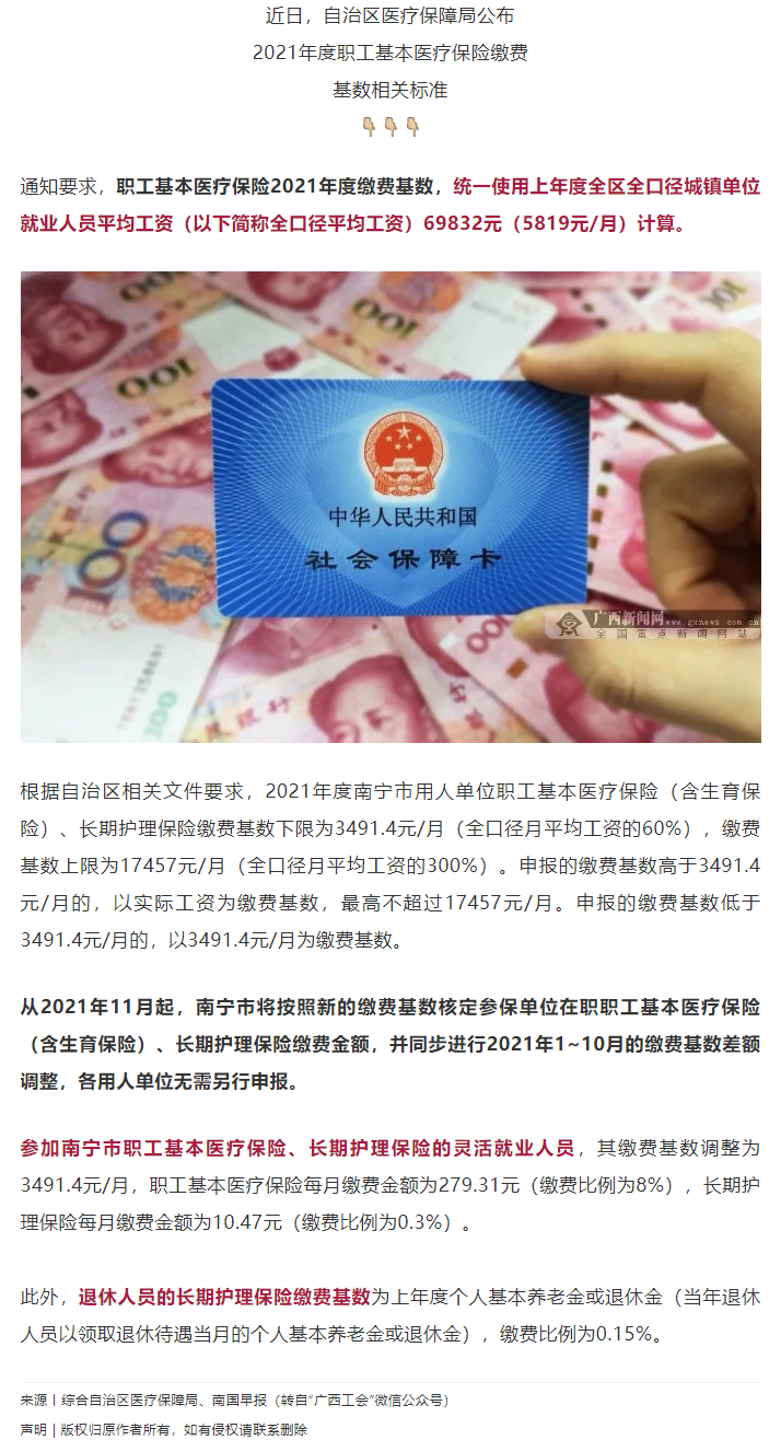 明確了！廣西2021年度醫(yī)保繳費基數調整.png