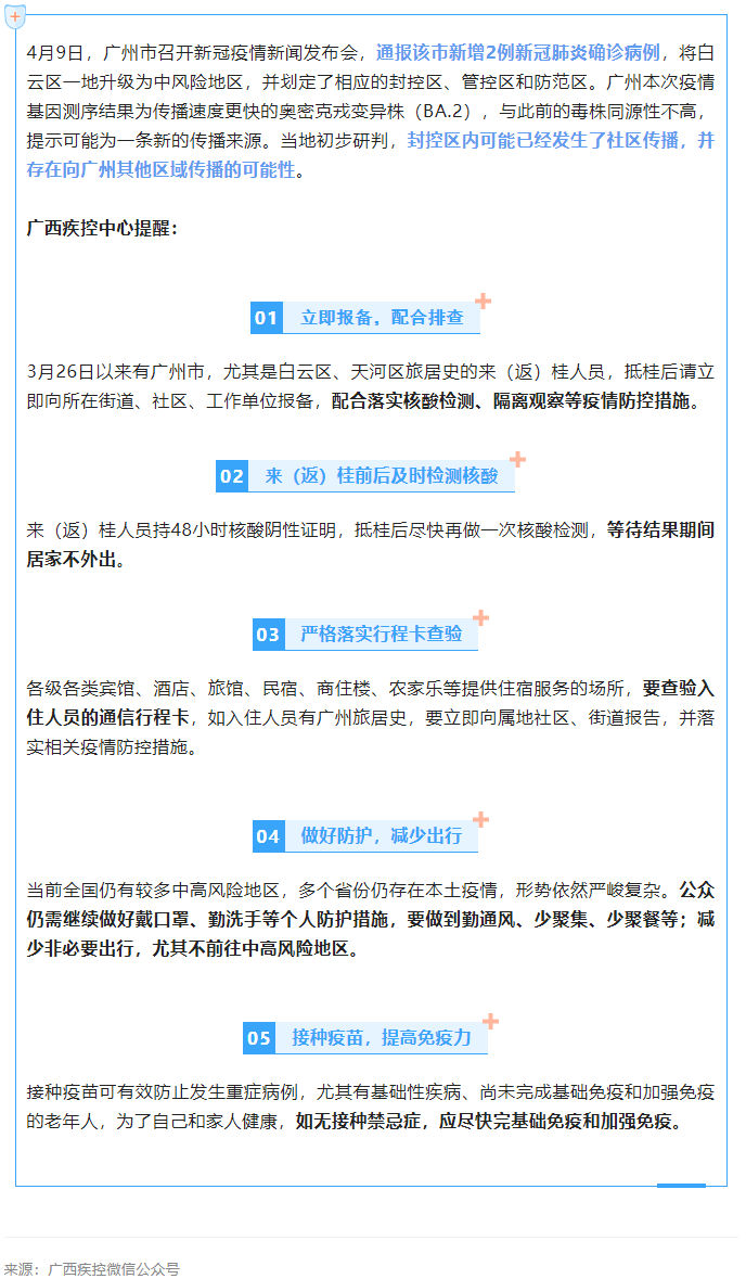 廣東一地升級為中風(fēng)險地區(qū)，廣西疾控中心提醒.png